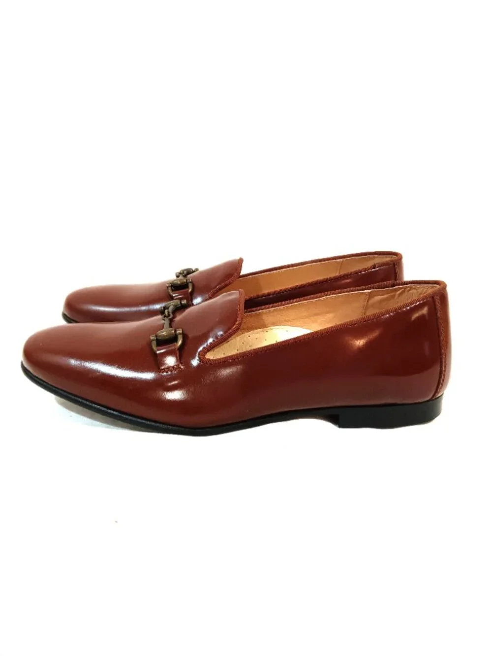 Manelli Girls Shoes Size 2 USA 33 EU New Loafers Slip On Flats Brown Buckle